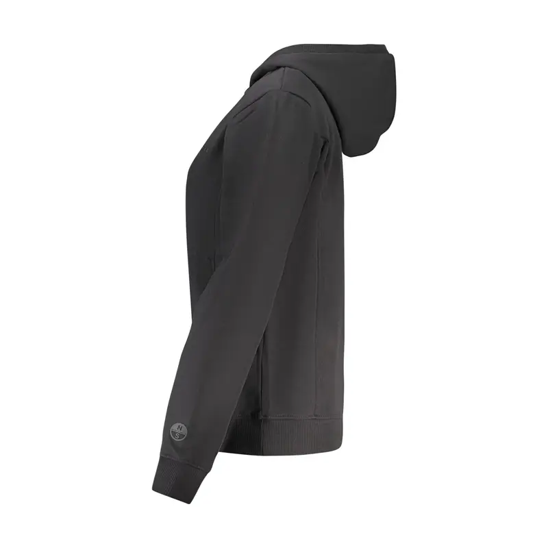 Felpa Maniche Lunghe Donna Nera Zip Nero miniatura 3