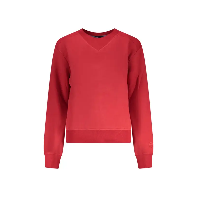 Felpa Maniche Lunghe Donna Rossa Ricamo Rosso