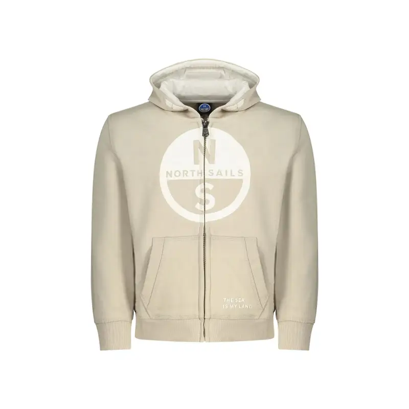 Felpa Maniche Lunghe Unisex Beige Zip