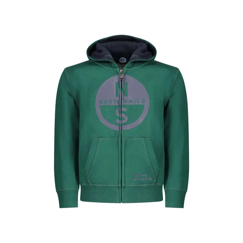 Felpa Maniche Lunghe Unisex Verde Zip