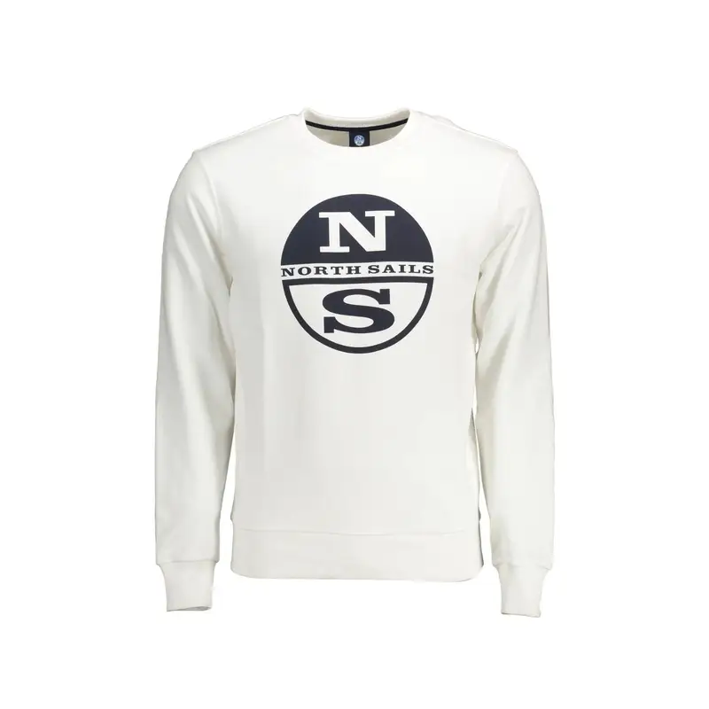 Felpa Maniche Lunghe Uomo Bianca Stampa Bianco