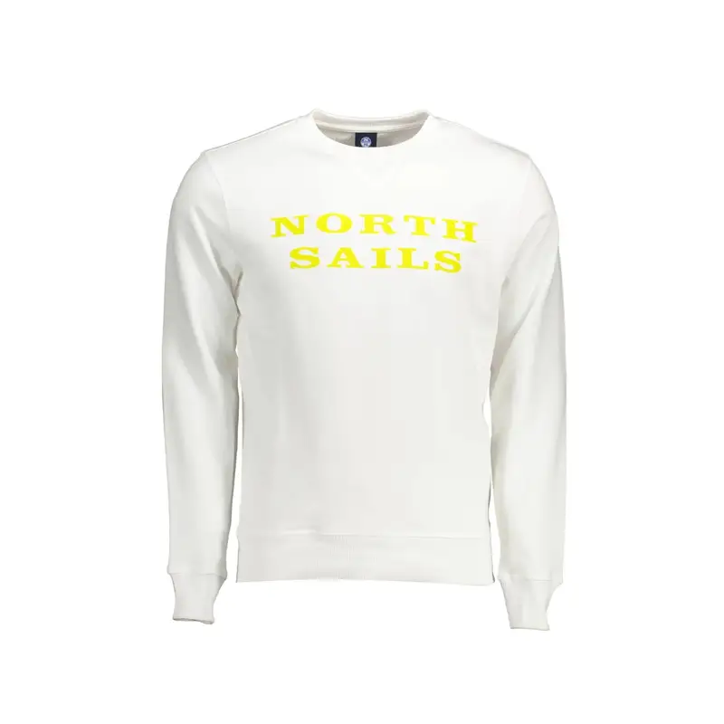 Felpa Maniche Lunghe Uomo Bianca Stampa Bianco