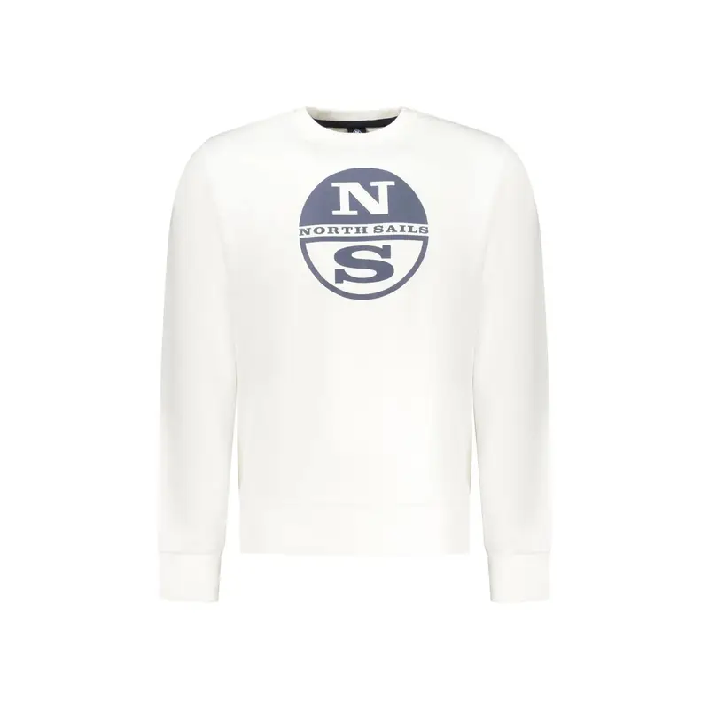 Felpa Maniche Lunghe Uomo Bianca Stampa Bianco