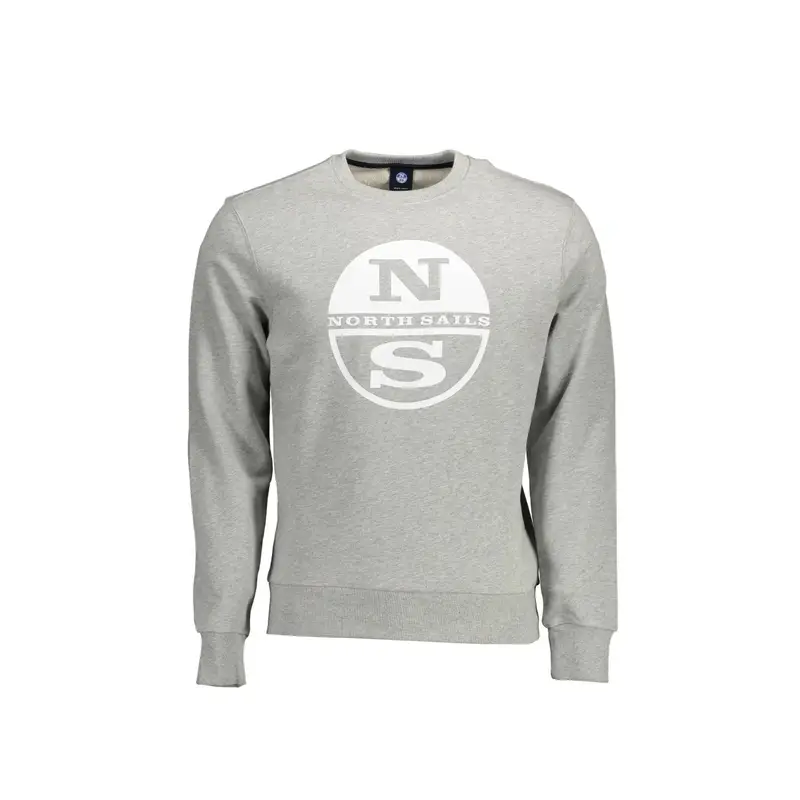 Felpa Maniche Lunghe Uomo Grigia Stampa Logo Grigio