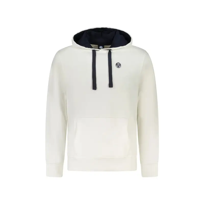 Felpa Uomo Bianca con Cappuccio e Tascone Bianco