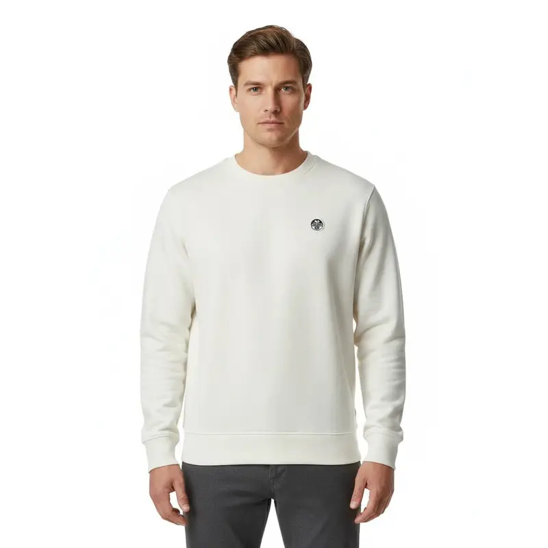 Felpa Uomo Bianca Girocollo Garzata Bianco