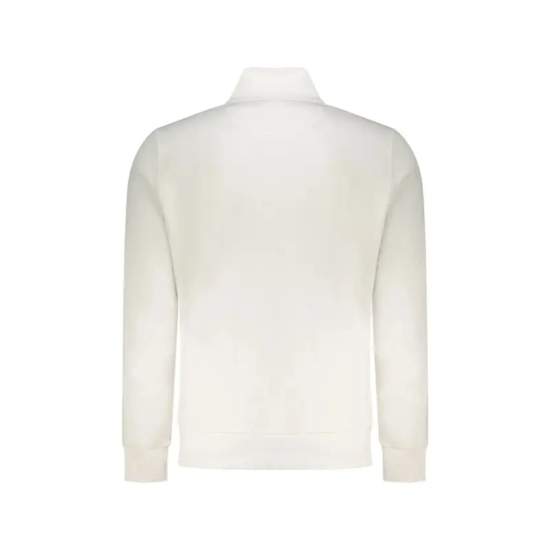 Felpa Uomo Bianca Zip Garzata Tasche Logo Bianco miniatura 2