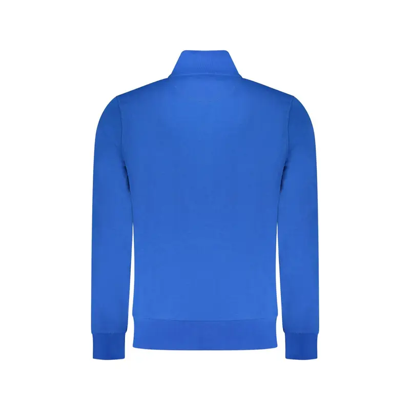 Felpa Uomo Blu con Zip Garzata Tasche Logo miniatura 2