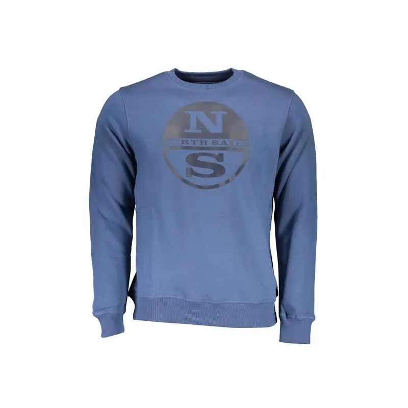 Felpa Uomo Blu Girocollo con Stampa