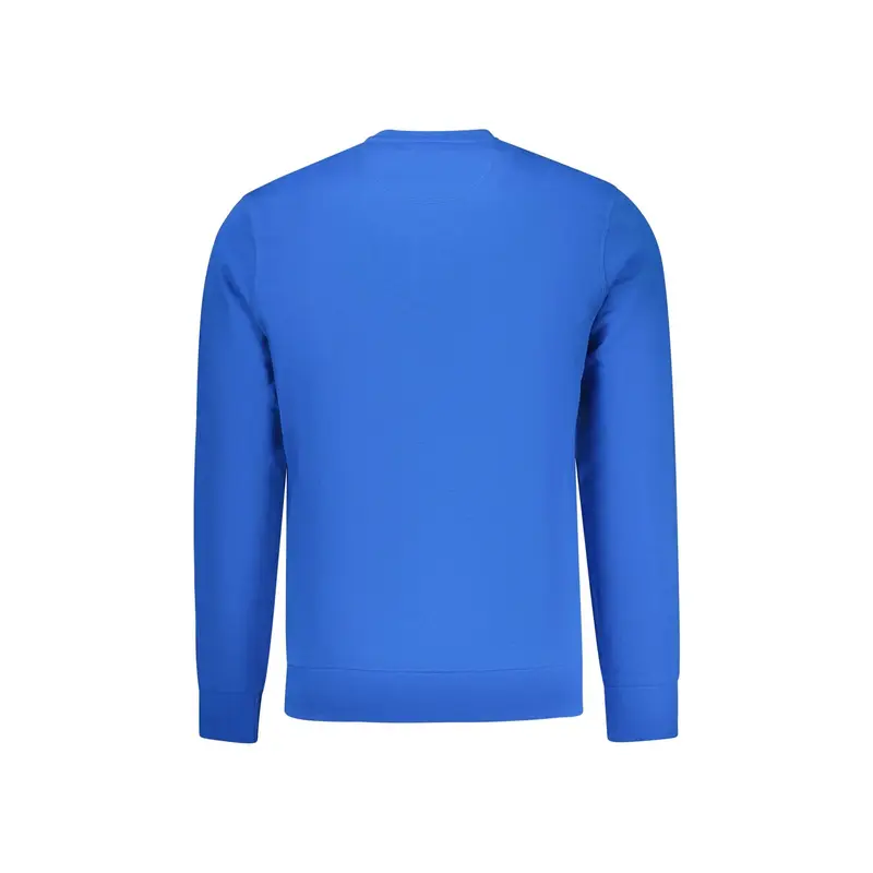 Felpa Uomo Blu Girocollo Garzata Applicazione Logo miniatura 2