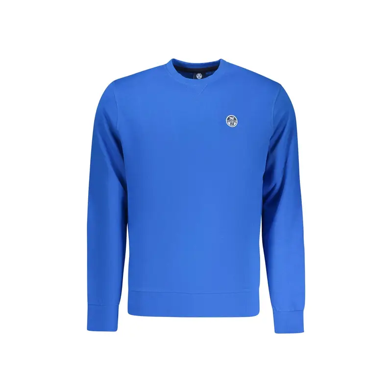 Felpa Uomo Blu Girocollo Garzata Applicazione Logo