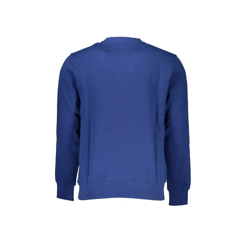 Felpa Uomo Blu Girocollo in Cotone Garzato miniatura 2