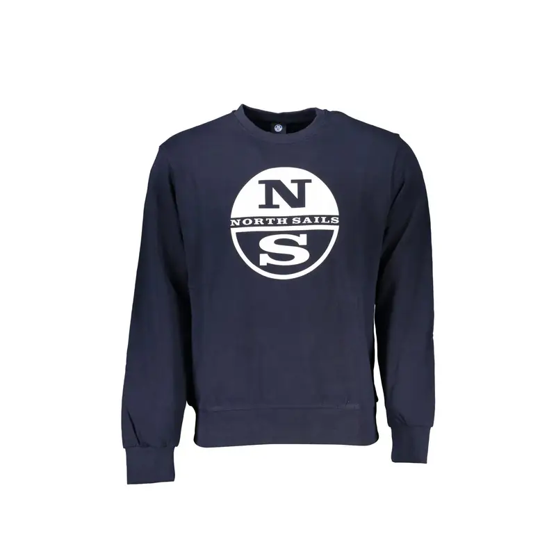 Felpa Uomo Blu Girocollo in Cotone Garzato