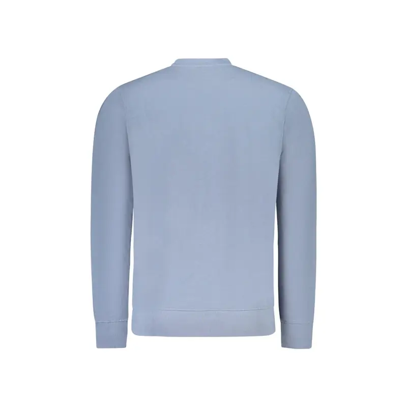 Felpa Uomo Blu Girocollo in Cotone Garzato miniatura 2