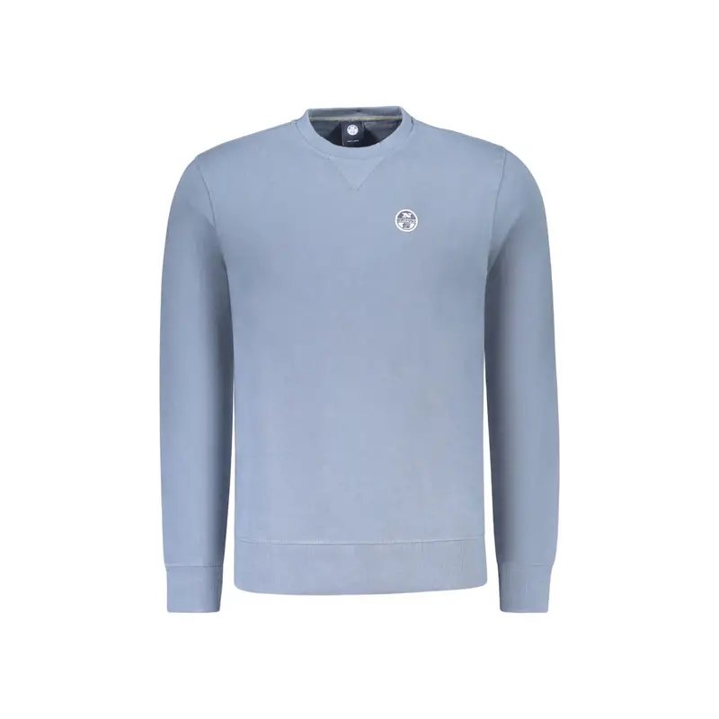 Felpa Uomo Blu Girocollo in Cotone Garzato