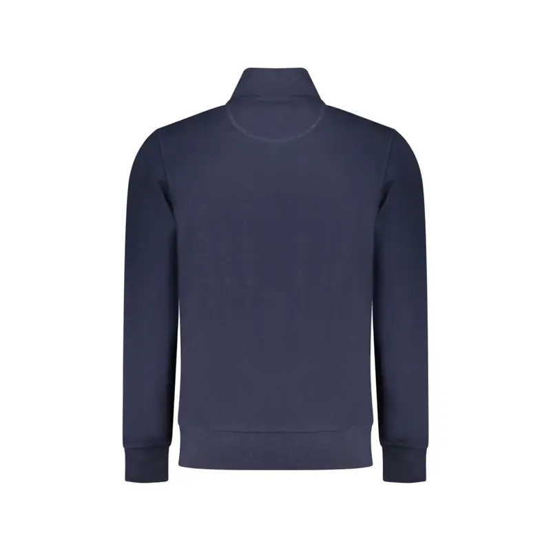 Felpa Uomo Blu Zip Garzata Tasche Logo miniatura 2