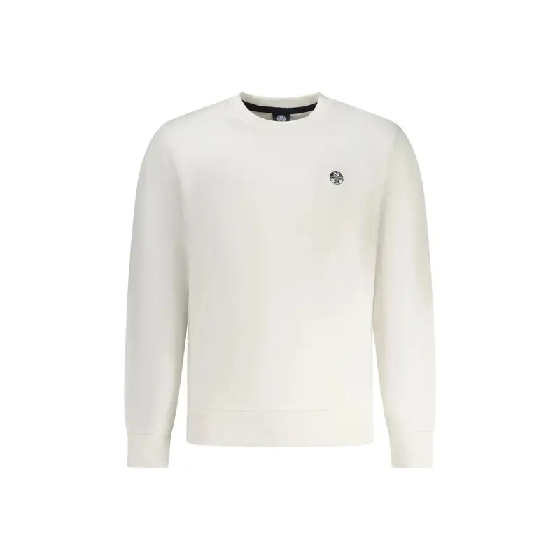 Felpa Uomo Girocollo Garzata Applicazione Logo Bianco