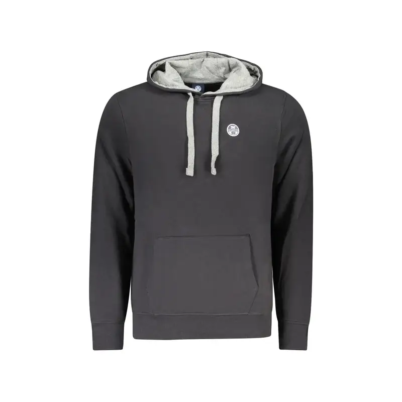 Felpa Uomo Nera con Cappuccio e Tascone Nero