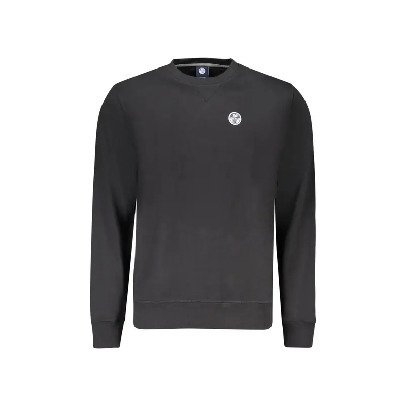 Felpa Uomo Nera Girocollo con Logo Nero