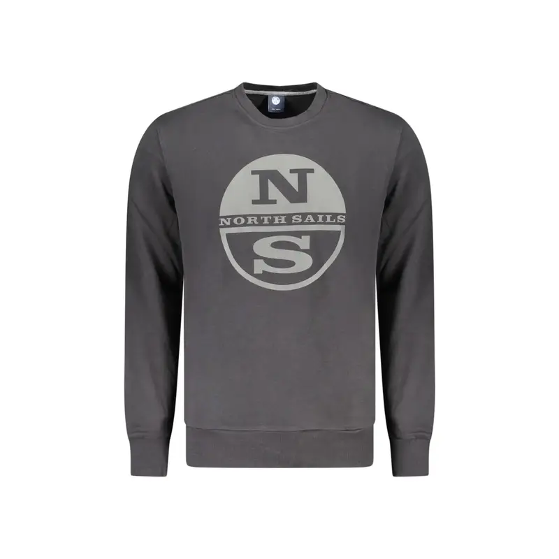 Felpa Uomo Nera Girocollo con Logo Nero