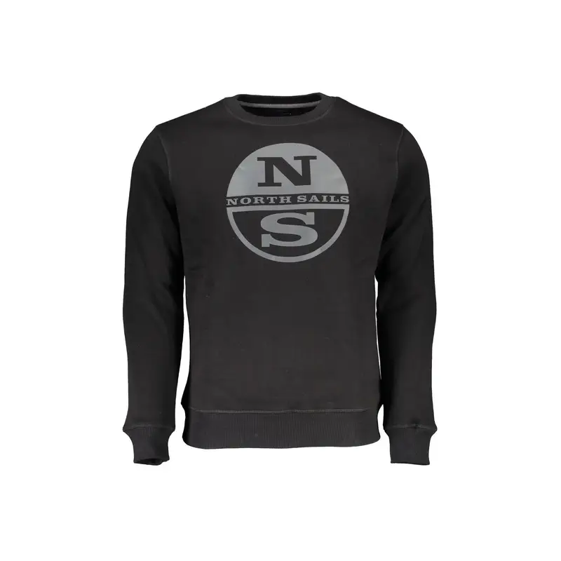 Felpa Uomo Nera Girocollo con Stampa Nero