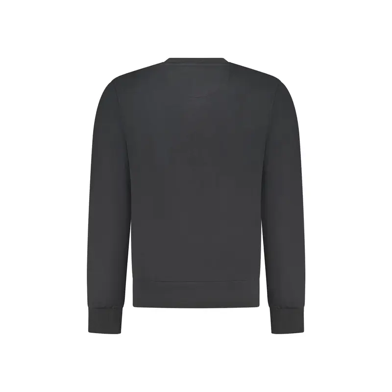 Felpa Uomo Nera Girocollo Garzata Logo Nero miniatura 2