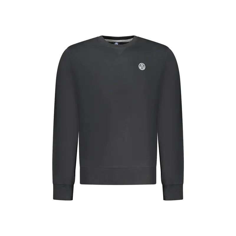 Felpa Uomo Nera Girocollo Garzata Logo Nero