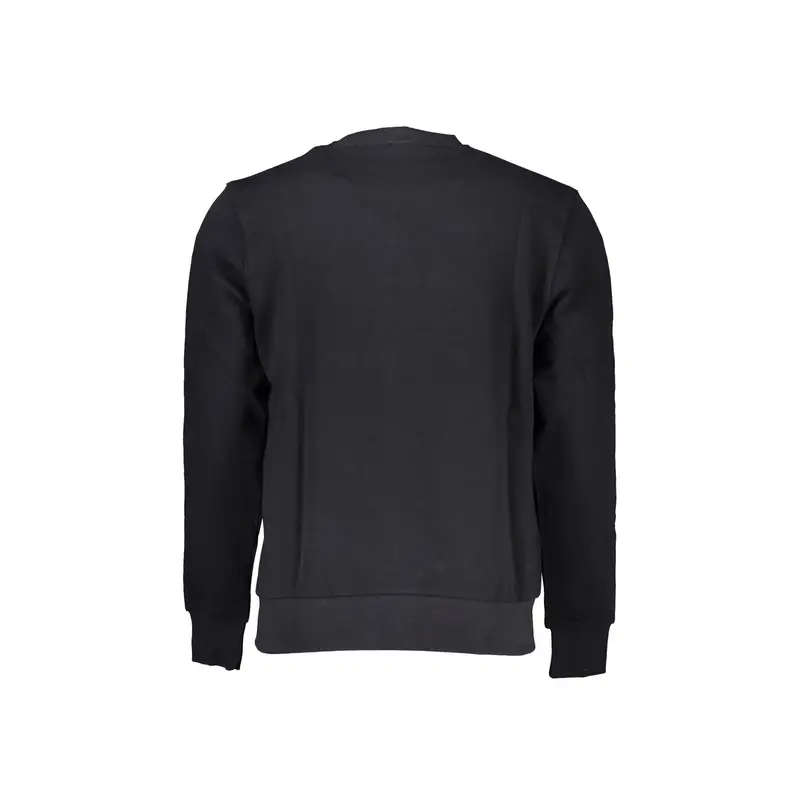 Felpa Uomo Nera Girocollo in Cotone Garzato Nero miniatura 2