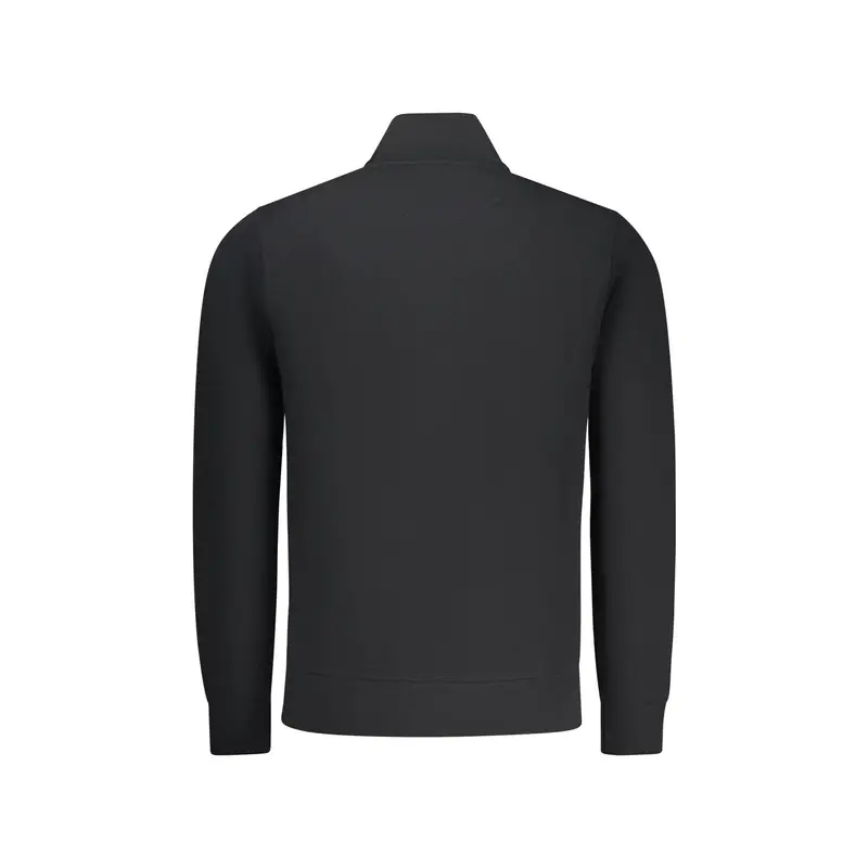 Felpa Uomo Nera Zip Garzata Tasche Logo Nero miniatura 2