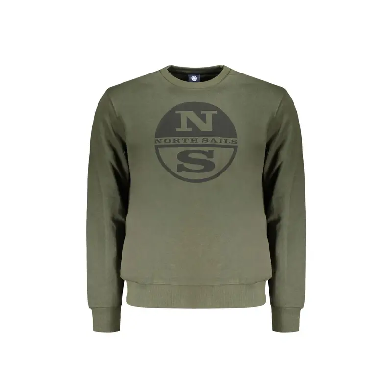 Felpa Uomo Verde Girocollo con Logo