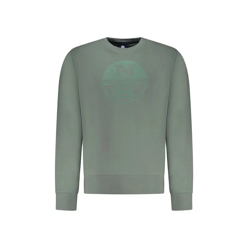 Felpa Uomo Verde Girocollo Garzata Stampa Logo