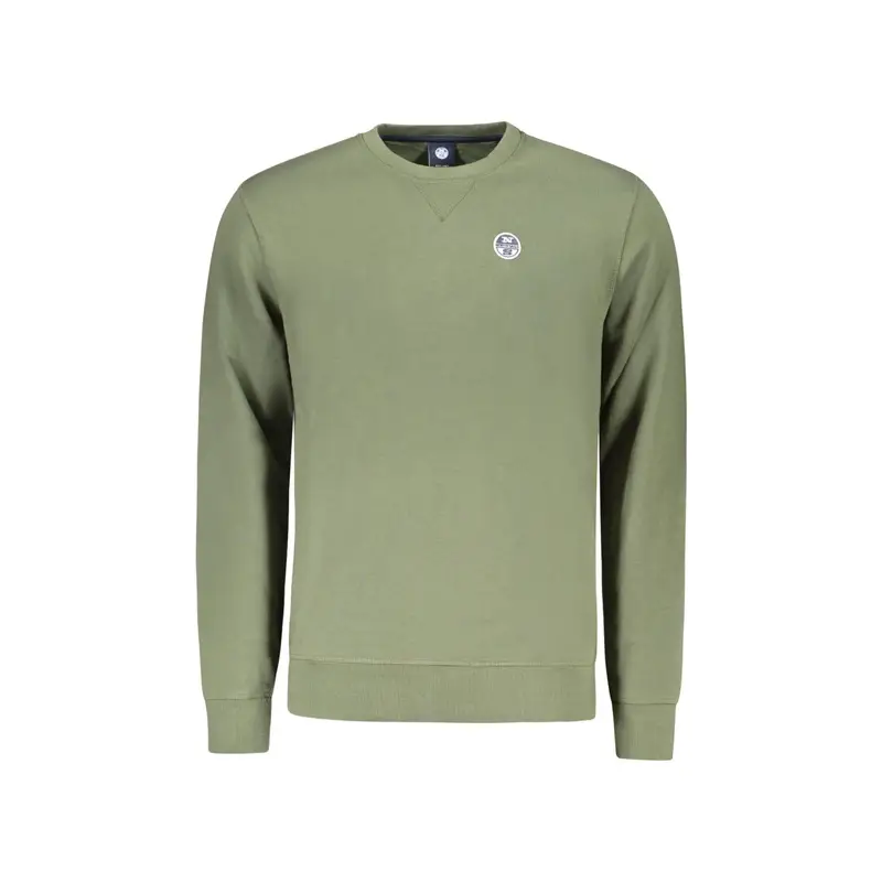 Felpa Uomo Verde Girocollo in Cotone Garzato