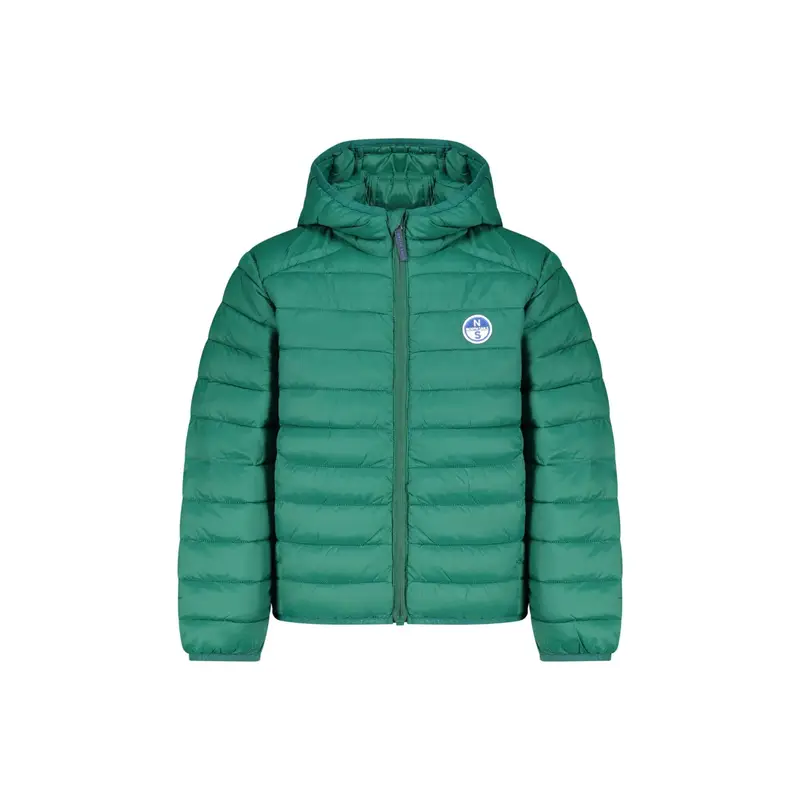 Giubbotto Bambino Verde con Cappuccio Water Resistant Logo