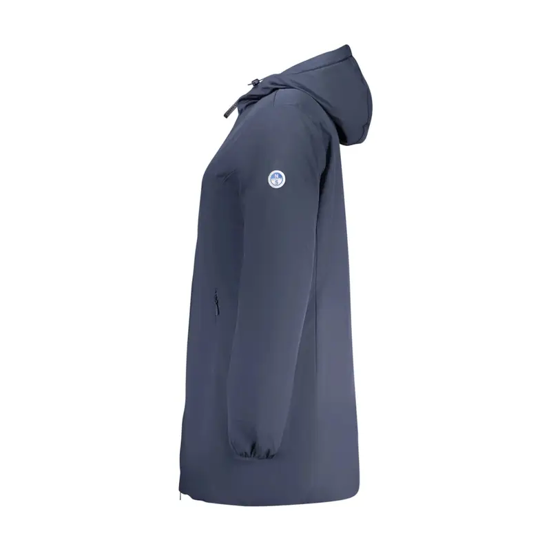 Giubbotto Donna Blu Lungo con Cappuccio Water Resistant Logo miniatura 3