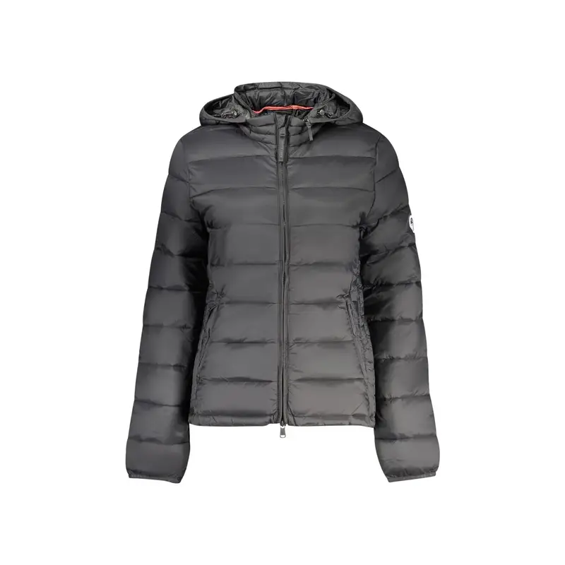 Giubbotto Donna Nero con Cappuccio Water Resistant Logo