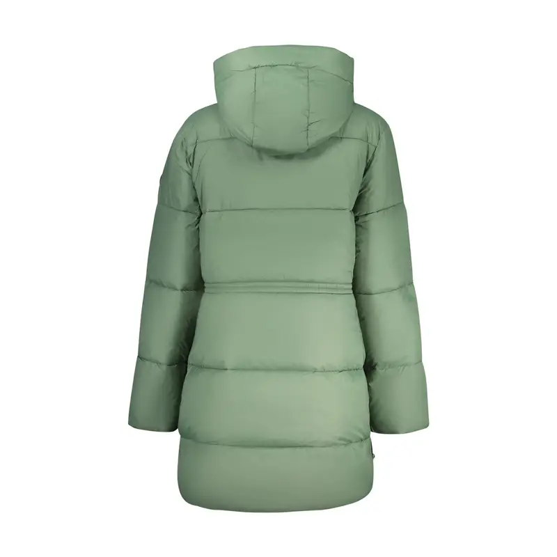 Giubbotto Donna Verde Lungo con Cappuccio Water Resistant Logo miniatura 2