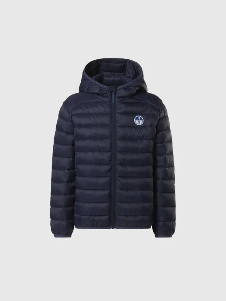 giubbotto kids/junior in nylon blu con patch logo