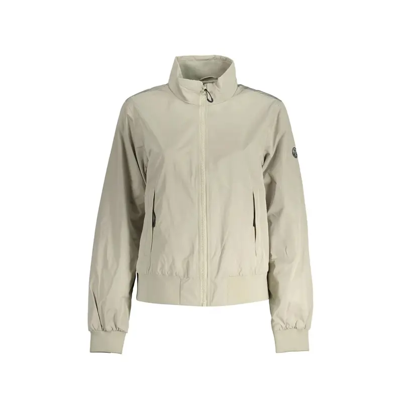 Giubbotto Maniche Lunghe Donna Grigio Zip Logo