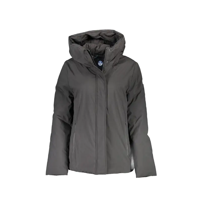 Giubbotto Maniche Lunghe Donna Nero con Cappuccio