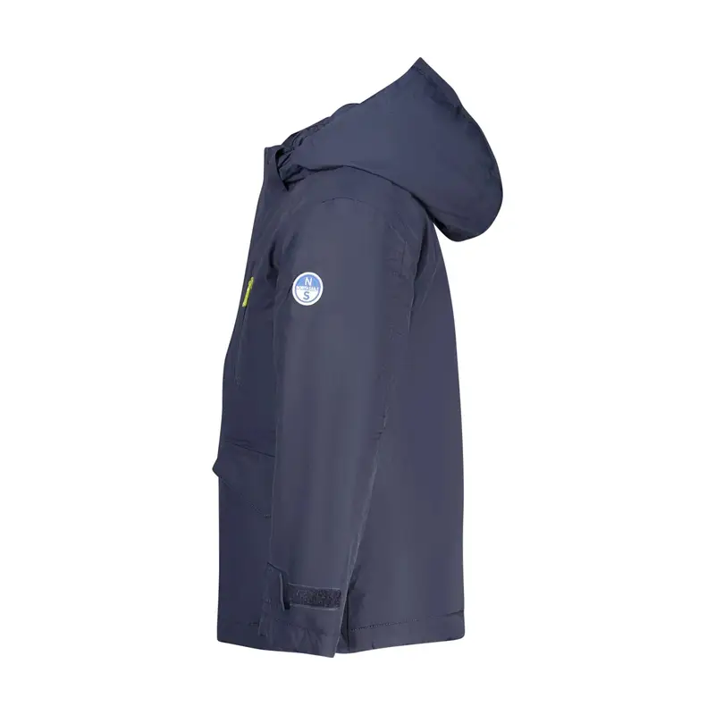 Giubbotto Maniche Lunghe Unisex Blu Cappuccio Removibile miniatura 3