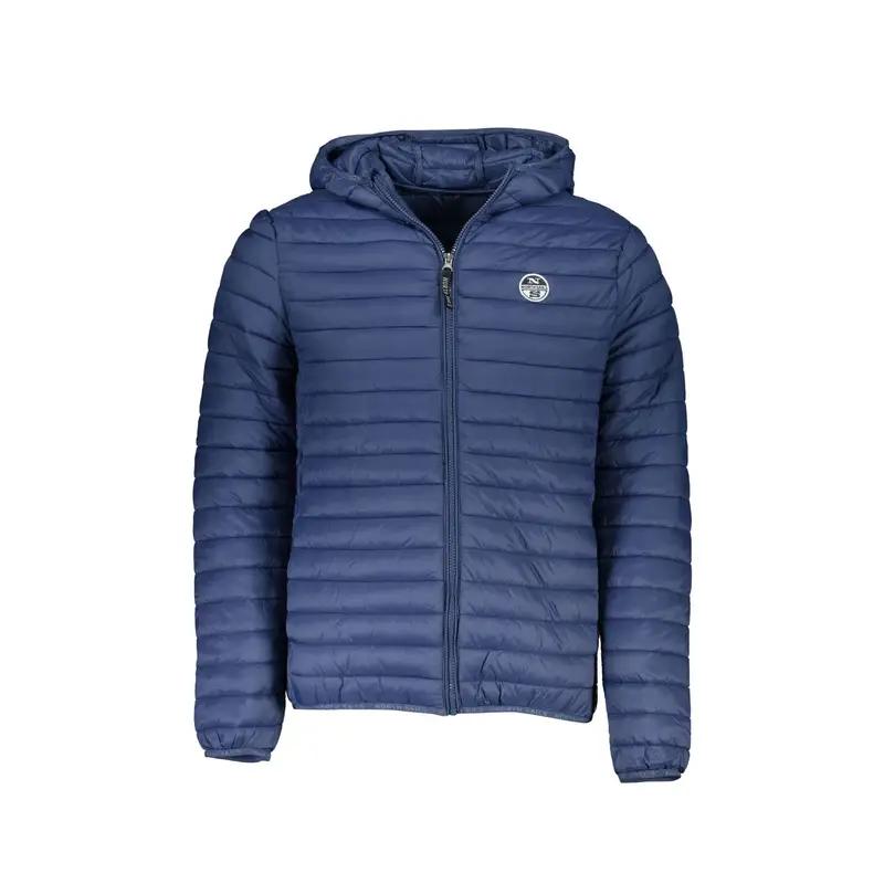 Giubbotto Uomo Blu con Cappuccio e Logo