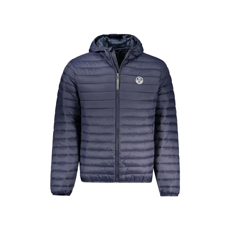 Giubbotto Uomo Blu con Cappuccio e Logo