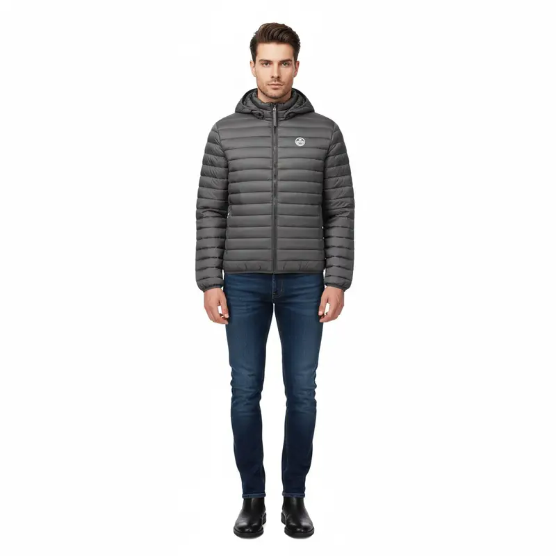 Giubbotto Uomo Nero con Cappuccio e Logo miniatura 3