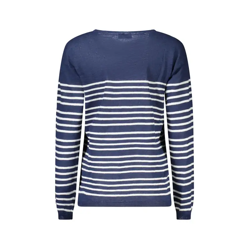 Maglia Donna Blu Righe Maniche Lunghe Logo miniatura 2