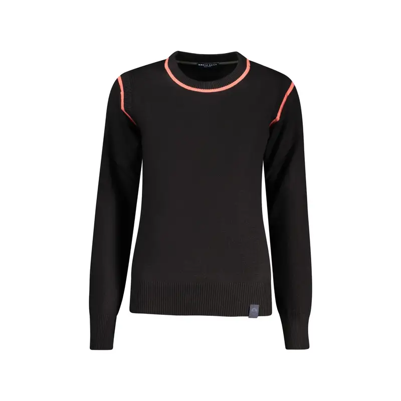 Maglia Donna Nera Dettagli a Contrasto Logo Nero