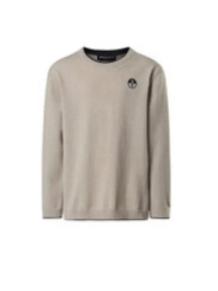 maglia kids/junior in lana cashemer beige con logo ricamato