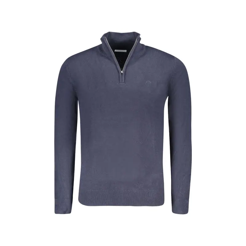 Maglia Uomo Blu Mezza Zip in Maglia Morbida