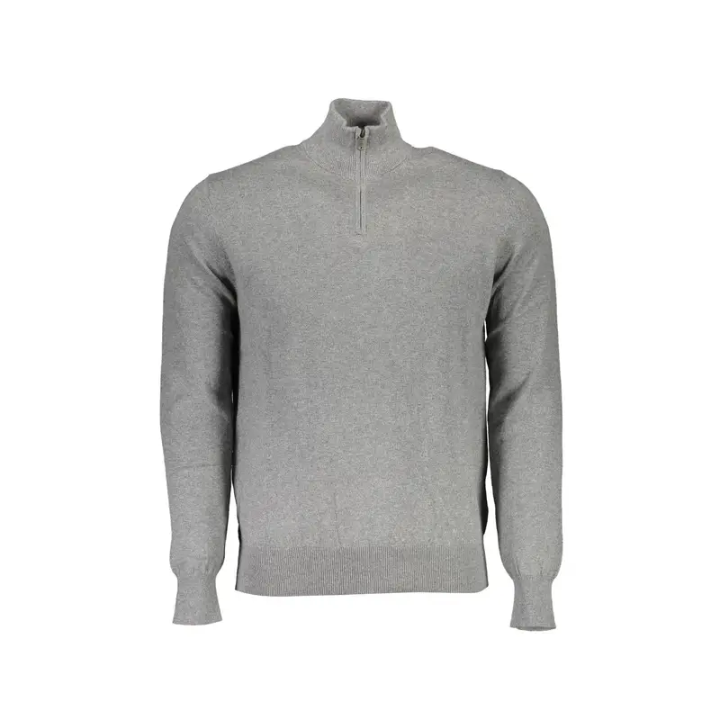 Maglia Uomo Grigia Mezza Zip Ricamo Grigio