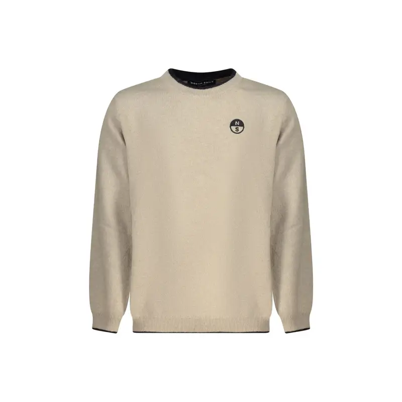 Maglione Bambino Beige Girocollo Lana Cachemire Logo