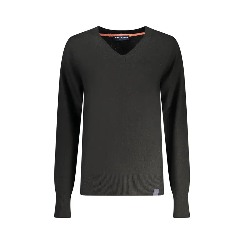 Maglione Donna Nero Dettagli a Contrasto Logo